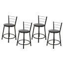 Ver imagem 1 de Kit 4 Unidades Banquetas Bistro Epoxi Preto - Assento Preto