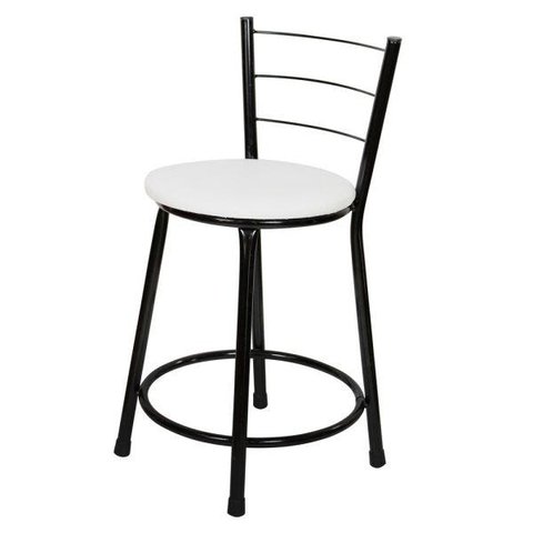 Banqueta Baixa Epoxi Preto - Assento Branco