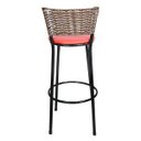 Ver imagem 4 de Kit 4 Banquetas Alta Ratan Hawai Cappuccino - Assento Vermelho