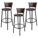 Ver imagem 1 de Kit 3 Banquetas Alta Ratan Hawai Café - Assento Marrom