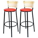 Ver imagem 1 de Kit 2 Banquetas Alta Ratan Hawai Palha - Assento Vermelho