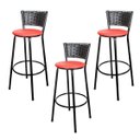 Ver imagem 1 de Kit 3 Unidades Banquetas Bistro Ratan Hawai Preto - Assento Vermelho