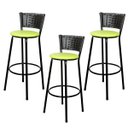 Ver imagem 1 de Kit 3 Unidades Banquetas Bistro Ratan Hawai Preto - Assento Verde