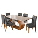 Ver imagem 2 de Conjunto Sala de Jantar 6 Lugares Tampo de Vidro e MDF Taura Cinza/Mel/Off White