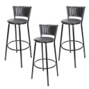 Ver imagem 1 de Kit 3 Unidades Banquetas Bistro Ratan Hawai Preto - Assento Preto