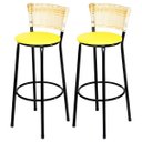 Ver imagem 1 de Kit 2 Banquetas Alta Ratan Hawai Palha - Assento Amarelo