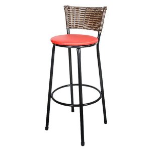 Kit 2 Banquetas Alta Ratan Hawai Cappuccino - Assento Vermelho
