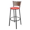 Ver imagem 1 de Kit 2 Banquetas Alta Ratan Hawai Cappuccino - Assento Vermelho