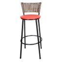 Ver imagem 2 de Kit 2 Banquetas Alta Ratan Hawai Cappuccino - Assento Vermelho