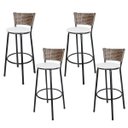 Ver imagem 1 de Kit 4 Banquetas Alta Ratan Hawai Cappuccino - Assento Branco