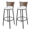 Ver imagem 1 de Kit 2 Banquetas Alta Ratan Hawai Cappuccino - Assento Branco