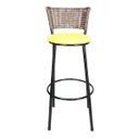 Ver imagem 1 de Kit 4 Banquetas Alta Ratan Hawai Cappuccino - Assento Amarelo