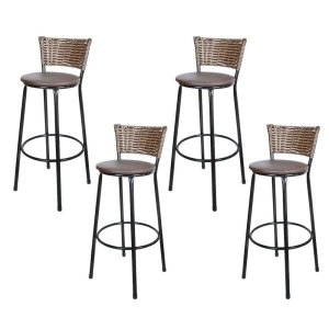 Kit 4 Banquetas Alta Ratan Hawai Cappuccino - Assento Marrom
