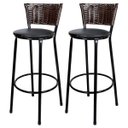 Ver imagem 1 de Kit 2 Banquetas Alta Ratan Hawai Café - Assento Preto
