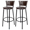 Ver imagem 1 de Kit 2 Banquetas Alta Ratan Hawai Café - Assento Marrom