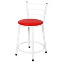 Ver imagem 2 de Kit 4 Banquetas Baixa Epoxi Branca - Assento Vermelho