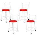 Ver imagem 1 de Kit 4 Banquetas Baixa Epoxi Branca - Assento Vermelho
