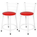 Ver imagem 1 de Kit 2 Banquetas Baixa Epoxi Branca - Assento Vermelho