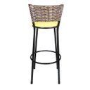 Ver imagem 4 de Kit 2 Banquetas Alta Ratan Hawai Cappuccino - Assento Amarelo
