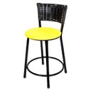 Ver imagem 2 de Kit 2 Unidades Banquetas Baixa Ratan Hawai Preto - Assento Amarelo