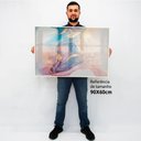 Ver imagem 2 de Quadro Decorativo Caixa Alta com Vidro Abstrato Aquarela Luxo TaColado Moldura Preta 90 x 60cm