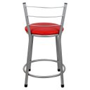 Ver imagem 5 de Kit 4 Banquetas Baixa para Cozinha Epoxi Prata - Assento Vermelho