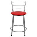 Ver imagem 3 de Banqueta Baixa para Cozinha 2un Epoxi Prata - Assento Vermelho