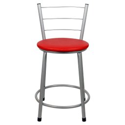 Banqueta Baixa para Cozinha 2un Epoxi Prata - Assento Vermelho - 3