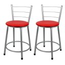 Ver imagem 1 de Banqueta Baixa para Cozinha 2un Epoxi Prata - Assento Vermelho