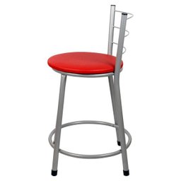 Banqueta Baixa para Cozinha 2un Epoxi Prata - Assento Vermelho - 4