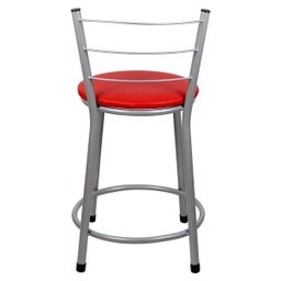 Banqueta Baixa para Cozinha 2un Epoxi Prata - Assento Vermelho - 5
