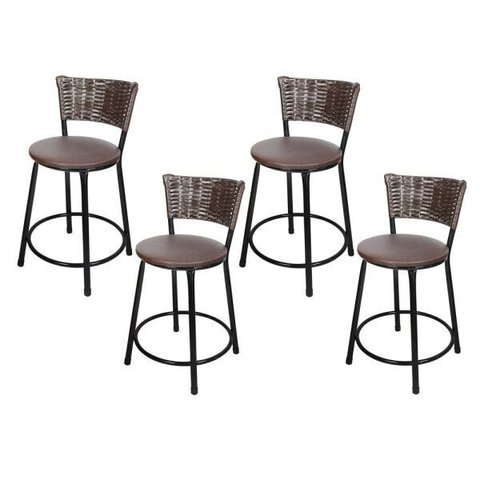 Kit 4 Banquetas Baixa Hawai Café - Assento Marrom