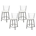 Ver imagem 1 de Kit 4 Banquetas Baixa para Cozinha Epoxi Prata - Assento Branco