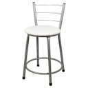 Ver imagem 2 de Kit 4 Banquetas Baixa para Cozinha Epoxi Prata - Assento Branco