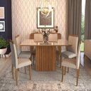 Ver imagem 1 de Sala Jantar Ana 180cm x 90cm 6 Cadeiras Laura - Savana/Offwhite/Aspen - Cimol