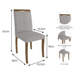 Sala Jantar Ana 180cm x 90cm 6 Cadeiras Laura - Savana/Offwhite/Aspen - Cimol - 9 Sala Jantar Ana 180cm x 90cm 6 Cadeiras Laura - Savana/Offwhite/Aspen - Cimol - 9