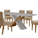 Ver imagem 7 de Mesa para Sala de Jantar Carol 180cm Mdf Canto Copo com Vidro e 6 Cadeiras Safira