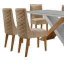 Ver mais imagens de Mesa para Sala de Jantar Carol 180cm Mdf Canto Copo com Vidro e 6 Cadeiras Safira