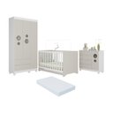 Ver imagem 1 de Quarto de Bebê Completo Berço Americano 3 em 1 Colchão Bombom Multimóveis Mp4638 Branco/off