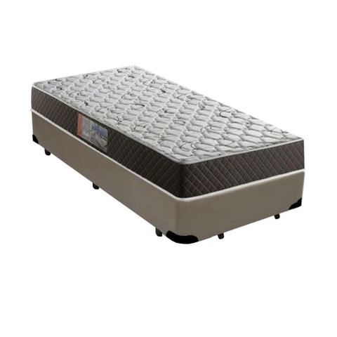 Cama Box Solteiro Colchão Mola Bonnel Belos Sonhos + Box Suede 60x88x188 Bege