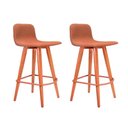 Ver imagem 1 de Kit 2 Banquetas Baixas Linea Aço Cobre para Cozinha Balcao Ilha Gourmet Design - Terracota Assento