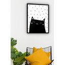 Ver imagem 1 de Quadro Decorativo Gato Preto e Branco - 70x50cm:moldura Branca