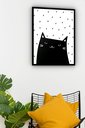 Ver imagem 1 de Quadro Decorativo Gato Preto e Branco - 70x50cm:moldura Branca