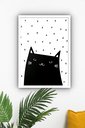 Ver imagem 2 de Quadro Decorativo Gato Preto e Branco - 70x50cm:moldura Branca