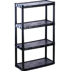 Estante Plástica Modular Preta Com 4 Prateleiras
