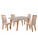Ver imagem 1 de Mesa de Jantar Copper Lorena 120cm Tampo MDF Vidro Canto Copo com 4 Cadeiras Moderna Mobília