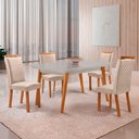 Ver imagem 7 de Mesa de Jantar Copper Lorena 120cm Tampo MDF Vidro Canto Copo com 4 Cadeiras Moderna Mobília