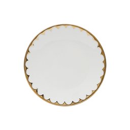 Cj 6 Pratos Rasos P/sobremesa de Porcelana Egg Branco/dourado 19cm Wolff - 2 Cj 6 Pratos Rasos P/sobremesa de Porcelana Egg Branco/dourado 19cm Wolff - 2
