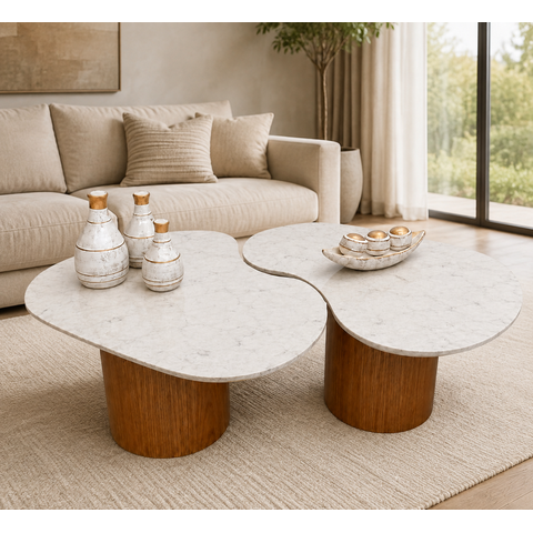 Conjunto de Mesas de Centro Lya Design Orgânico – Mármore Espirito Santo