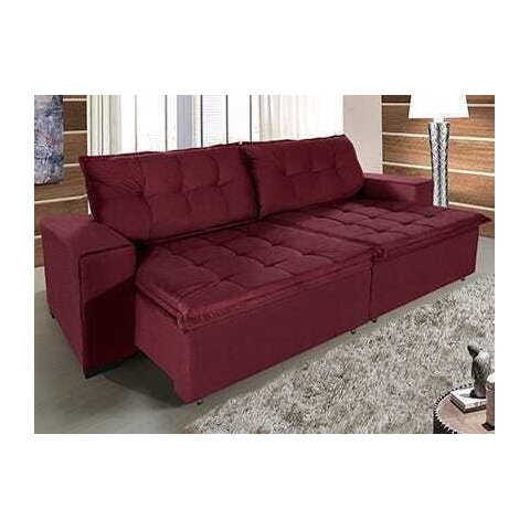 Sofá Retrátil e Reclinável 3.10m Suede Austrália Vinho